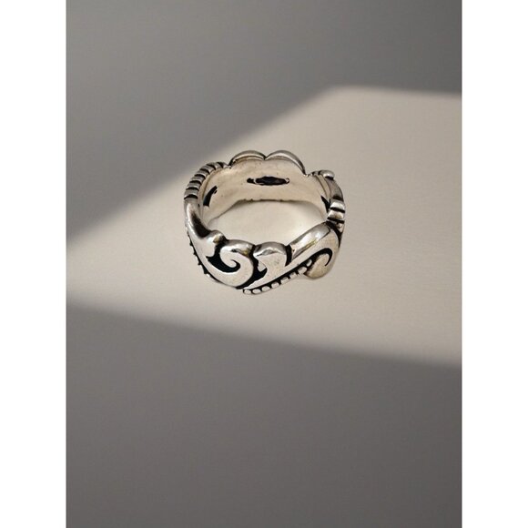 Paisley Design Band 8.3mm Ring Size 7 Sterling Silver 925 - Picture 2 of 6